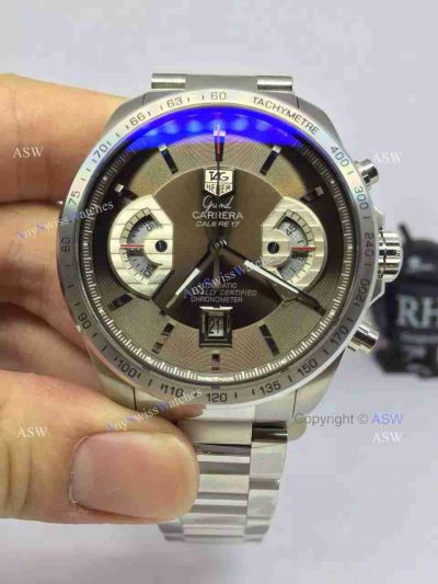 Swiss Grade One Tag Heuer Carrera Calibre 17 Watch Stainless Steel Coffee surface